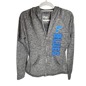 St Louis Blues Women's Gray Defender Long Sleeve Full Zip Jacket Hockey Fan Gear